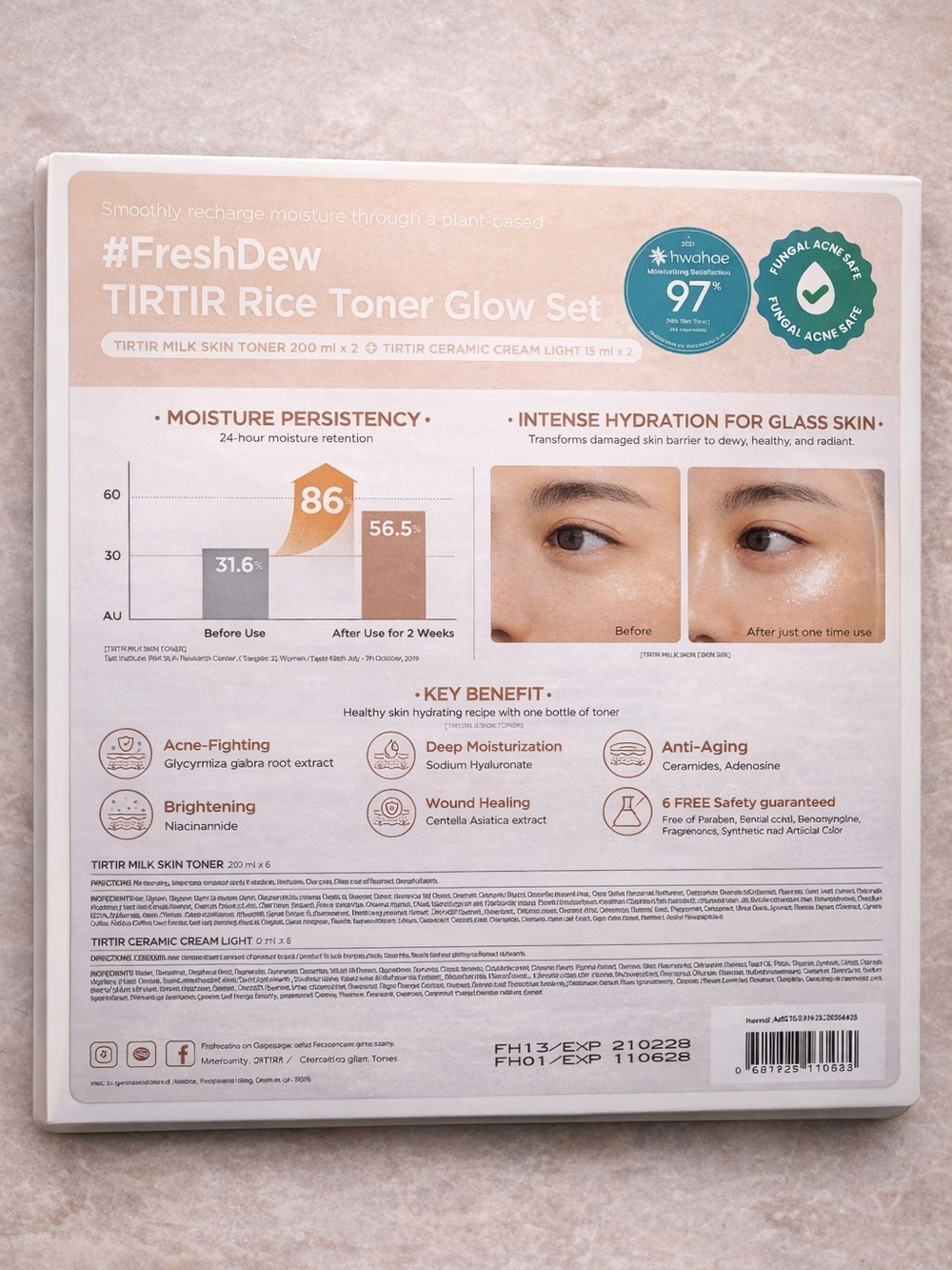 TIRTIR Rice Toner Glow Set - Fresh Dew (Beige)